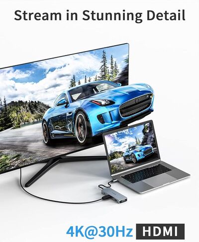 محول عرض ثلاثي USB C Hub 9 في 1 لجهاز Mac Book Pro/Air Dual HDMI/VGA، USB A 3.0/2.0، قاعدة شحن سريعة PD بسرعة 5 جيجابت في الثانية لأجهزة Dell وSurface وHP وLenovo SD/TF in Kuwait