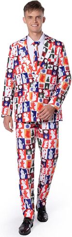 Christmas Suits for Men Party Ugly Funny Costume Adult Novelty Men’s Xmas Jacket Outfit Cosplay with Pants Tie in Saudi Arabia