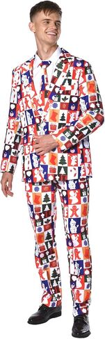 Christmas Suits for Men Party Ugly Funny Costume Adult Novelty Men’s Xmas Jacket Outfit Cosplay with Pants Tie in Saudi Arabia