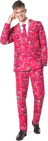 Christmas Suits for Men Party Ugly Funny Costume Adult Novelty Men’s Xmas Jacket Outfit Cosplay with Pants Tie in Saudi Arabia