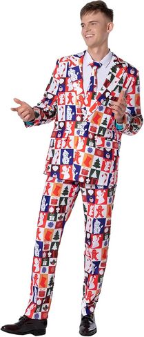 Christmas Suits for Men Party Ugly Funny Costume Adult Novelty Men’s Xmas Jacket Outfit Cosplay with Pants Tie in Saudi Arabia