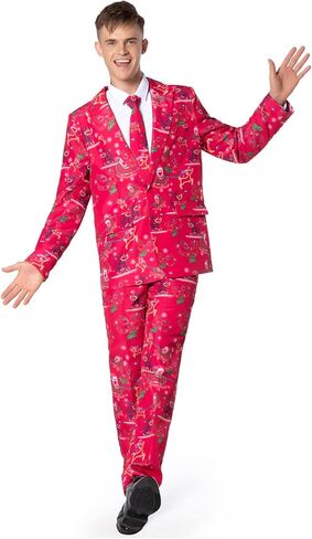 Christmas Suits for Men Party Ugly Funny Costume Adult Novelty Men’s Xmas Jacket Outfit Cosplay with Pants Tie in Saudi Arabia