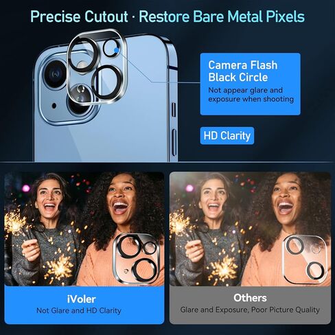 4 قطع من واقي عدسة الكاميرا من ivoler متوافق مع iPhone 15/15 Plus، وواقي شاشة iPhone 14/14 Plus من الزجاج المقسى، صديق للحافظة [إصدار جديد]، مضاد للخدش، سهل التركيب in Kuwait