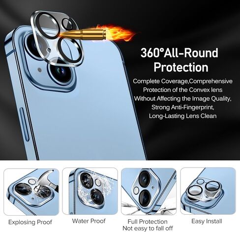 4 قطع من واقي عدسة الكاميرا من ivoler متوافق مع iPhone 15/15 Plus، وواقي شاشة iPhone 14/14 Plus من الزجاج المقسى، صديق للحافظة [إصدار جديد]، مضاد للخدش، سهل التركيب in Kuwait