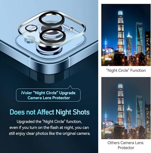 4 قطع من واقي عدسة الكاميرا من ivoler متوافق مع iPhone 15/15 Plus، وواقي شاشة iPhone 14/14 Plus من الزجاج المقسى، صديق للحافظة [إصدار جديد]، مضاد للخدش، سهل التركيب in Kuwait