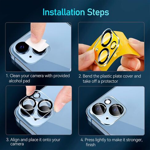 4 قطع من واقي عدسة الكاميرا من ivoler متوافق مع iPhone 15/15 Plus، وواقي شاشة iPhone 14/14 Plus من الزجاج المقسى، صديق للحافظة [إصدار جديد]، مضاد للخدش، سهل التركيب in Kuwait