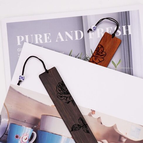 4 Pieces Handmade Wooden Bookmark Gift Box Set, Unique Bookmarks Gifts for Men Women Book Lovers (Feather Style) in Saudi Arabia