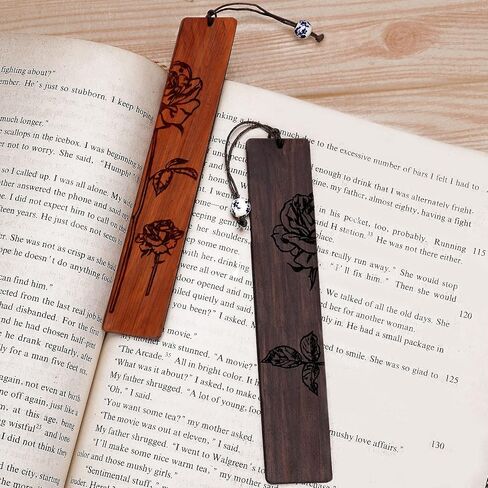 4 Pieces Handmade Wooden Bookmark Gift Box Set, Unique Bookmarks Gifts for Men Women Book Lovers (Feather Style) in Saudi Arabia