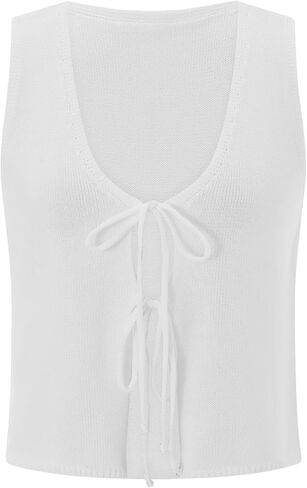 Women Crochet Knit Vest Top Y2k V Neck Sleeveless Vintage Hollow Out Crop Tops Summer Casual Streetwear in Kuwait