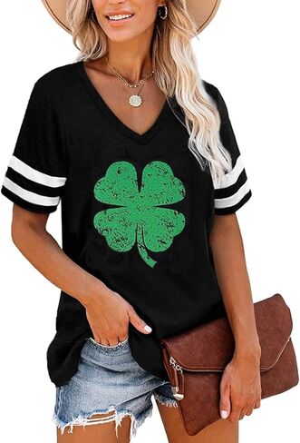 قمصان نسائية قصيرة الأكمام ليوم الذكرى في الرابع من يوليو بخطوط العلم الأمريكي ونجمة وطنية in Kuwait