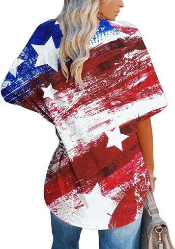 Oversized American Flag Shirt Women 4th of July Tshirt USA Star Stripes Patriotic Short Sleeve Tops in Saudi Arabia