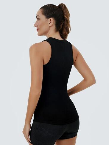 Ribbed Tank Tops for Women Sleeveless Racerback Summer Shirts Crew High Neck Slim Casual Blouses Tee in Saudi Arabia