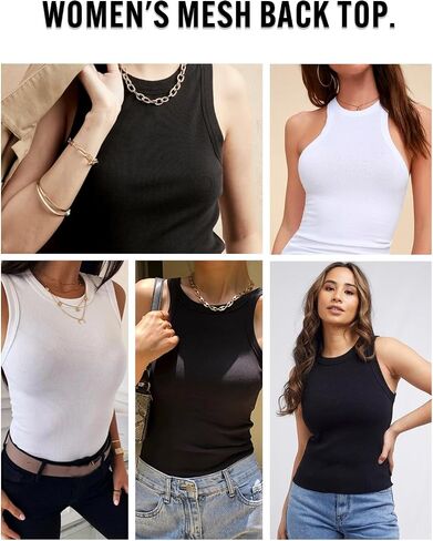 Ribbed Tank Tops for Women Sleeveless Racerback Summer Shirts Crew High Neck Slim Casual Blouses Tee in Saudi Arabia