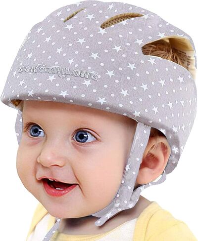 خوذة الأطفال الرضع من IULONEE للزحف والجري، قبعة ناعمة قابلة للتعديل عند تعلم المشي، قبعة أحزمة المشي للأطفال، خوذات الأطفال الصغار من 8 إلى 48 شهرًا لجميع الفصول (رمادي ثلجي) in Kuwait