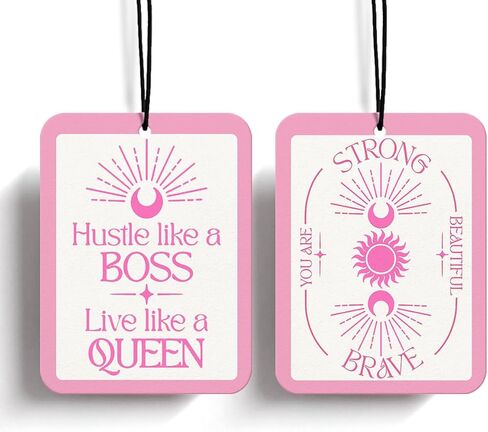 Positive Affirmation Car Freshener 2Pcs,Pink Hanging Interior Accessories Air Freshener,You are Strong Brave,Trendy Pink Air Fresheners Gift for Girls Women Colleagues Lady Boss（Coffee） in Saudi Arabia