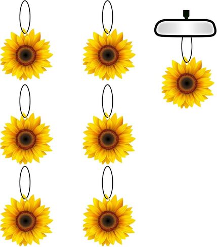 6 Pcs Sunflower Car Air Fresheners, Funny Sunflower Hanging Car Air Fresheners Long Lasting Cute Car Mirror Scented Hanging Car Decoration Ornaments Gift Interior Accessories for Men Women in Saudi Arabia