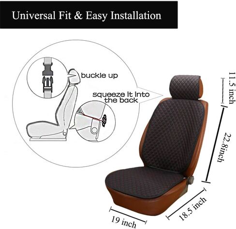 أغطية مقاعد السيارة الفاخرة من جلد البولي يوريثان من Big Ant، ​​قطعتان من واقي المقعد الأمامي، أغطية مقاعد داخلية للسيارة في الفصول الأربعة، وسادة مضادة للماء ومضادة للانزلاق - مناسبة لمعظم السيارات والشاحنات وسيارات الدفع الرباعي in Kuwait