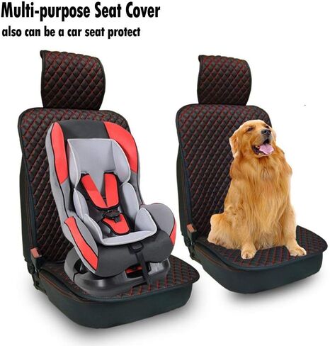 أغطية مقاعد السيارة الفاخرة من جلد البولي يوريثان من Big Ant، ​​قطعتان من واقي المقعد الأمامي، أغطية مقاعد داخلية للسيارة في الفصول الأربعة، وسادة مضادة للماء ومضادة للانزلاق - مناسبة لمعظم السيارات والشاحنات وسيارات الدفع الرباعي in Kuwait