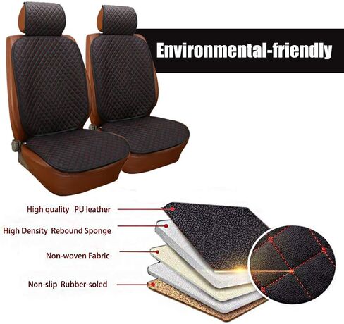 أغطية مقاعد السيارة الفاخرة من جلد البولي يوريثان من Big Ant، ​​قطعتان من واقي المقعد الأمامي، أغطية مقاعد داخلية للسيارة في الفصول الأربعة، وسادة مضادة للماء ومضادة للانزلاق - مناسبة لمعظم السيارات والشاحنات وسيارات الدفع الرباعي in Kuwait