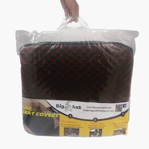 أغطية مقاعد السيارة الفاخرة من جلد البولي يوريثان من Big Ant، ​​قطعتان من واقي المقعد الأمامي، أغطية مقاعد داخلية للسيارة في الفصول الأربعة، وسادة مضادة للماء ومضادة للانزلاق - مناسبة لمعظم السيارات والشاحنات وسيارات الدفع الرباعي in Kuwait