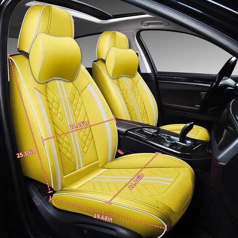GXT Car Seat Covers Front Seats Only, Front Car Seat Covers 2 Pack, Premium Faux Leather Car Seat Cushion - Universal Fit for Most Sedans SUV Pick-up Truck with Headrests(Black) in Saudi Arabia