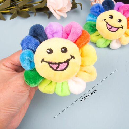 ZORZA 2Pcs Colorful Sun Flower Brooch Smile Face Plush Brooch,Cute Cartoon Rainbow Lapel Pin Badge for Hat Bag and Scarf Fashion Smiley Flower Pin(3.5Inch) in Saudi Arabia