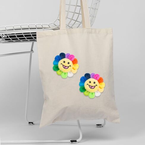 ZORZA 2Pcs Colorful Sun Flower Brooch Smile Face Plush Brooch,Cute Cartoon Rainbow Lapel Pin Badge for Hat Bag and Scarf Fashion Smiley Flower Pin(3.5Inch) in Saudi Arabia