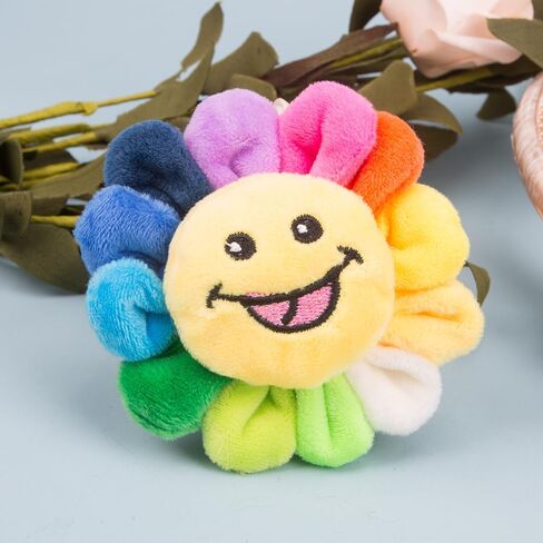 ZORZA 2Pcs Colorful Sun Flower Brooch Smile Face Plush Brooch,Cute Cartoon Rainbow Lapel Pin Badge for Hat Bag and Scarf Fashion Smiley Flower Pin(3.5Inch) in Saudi Arabia