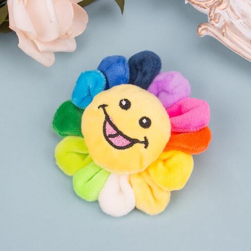 ZORZA 2Pcs Colorful Sun Flower Brooch Smile Face Plush Brooch,Cute Cartoon Rainbow Lapel Pin Badge for Hat Bag and Scarf Fashion Smiley Flower Pin(3.5Inch) in Saudi Arabia