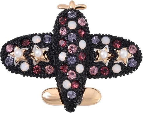 خمر حجر الراين كريستال طائرة بروش دبوس مضيفات موحدة الطائرة بروش مجوهرات فضية اللون in Kuwait