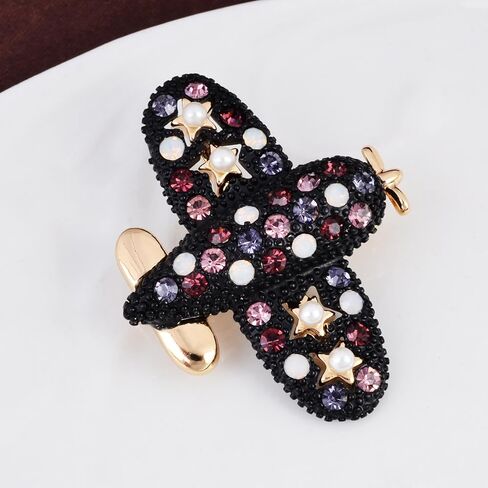 خمر حجر الراين كريستال طائرة بروش دبوس مضيفات موحدة الطائرة بروش مجوهرات فضية اللون in Kuwait