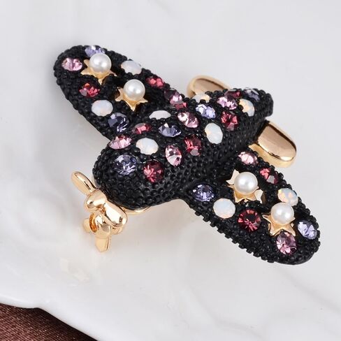 خمر حجر الراين كريستال طائرة بروش دبوس مضيفات موحدة الطائرة بروش مجوهرات فضية اللون in Kuwait