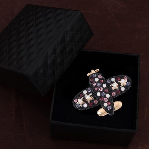 خمر حجر الراين كريستال طائرة بروش دبوس مضيفات موحدة الطائرة بروش مجوهرات فضية اللون in Kuwait