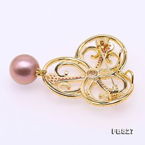 JYX دبوس اللؤلؤ اللامع 12.5 مم الخزامى جولة اديسون اللؤلؤ بروش لحفلة هدية المرأة in Kuwait