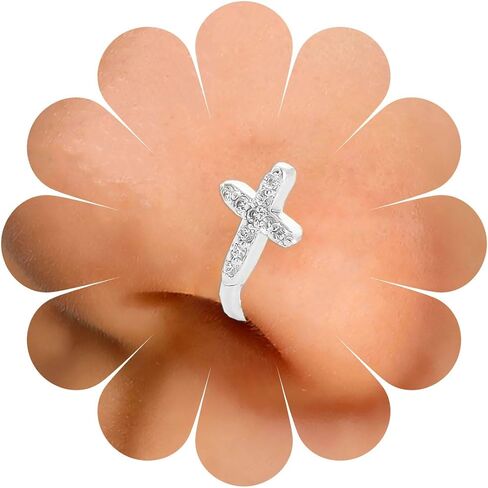 Punk Crystal Cross Nose Ring Gold Cross Nose Cuff Hoop Ring Vintage Cross Fake Nose Ring Non Pierced Nose Ring Gothic Clip On Nose Ring Jewelry for Women in Saudi Arabia