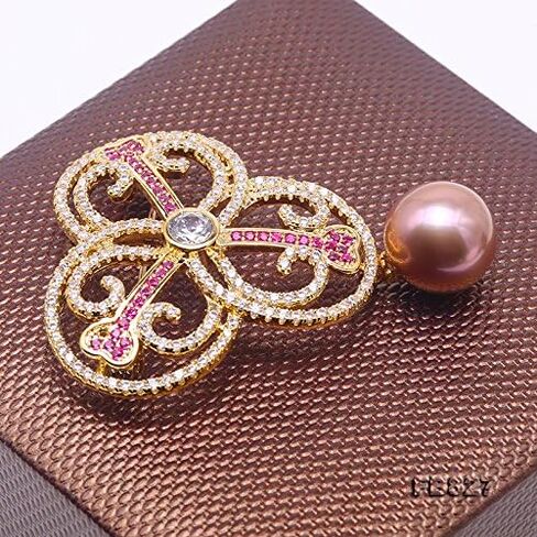 JYX دبوس اللؤلؤ اللامع 12.5 مم الخزامى جولة اديسون اللؤلؤ بروش لحفلة هدية المرأة in Kuwait