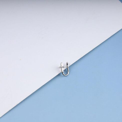 Punk Crystal Cross Nose Ring Gold Cross Nose Cuff Hoop Ring Vintage Cross Fake Nose Ring Non Pierced Nose Ring Gothic Clip On Nose Ring Jewelry for Women in Saudi Arabia