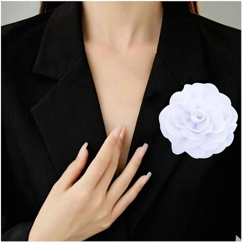 Large Rose Flower Brooches Lapel Pins Dainty Fabric Satin Fabric Brooches Big Camellia Flower Brooch Pins for Women Wedding Part Dance Dress Clothes Accessories Jewelry Gifts in Saudi Arabia