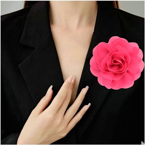 Large Rose Flower Brooches Lapel Pins Dainty Fabric Satin Fabric Brooches Big Camellia Flower Brooch Pins for Women Wedding Part Dance Dress Clothes Accessories Jewelry Gifts in Saudi Arabia