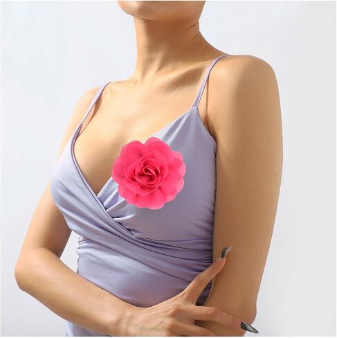 Large Rose Flower Brooches Lapel Pins Dainty Fabric Satin Fabric Brooches Big Camellia Flower Brooch Pins for Women Wedding Part Dance Dress Clothes Accessories Jewelry Gifts in Saudi Arabia