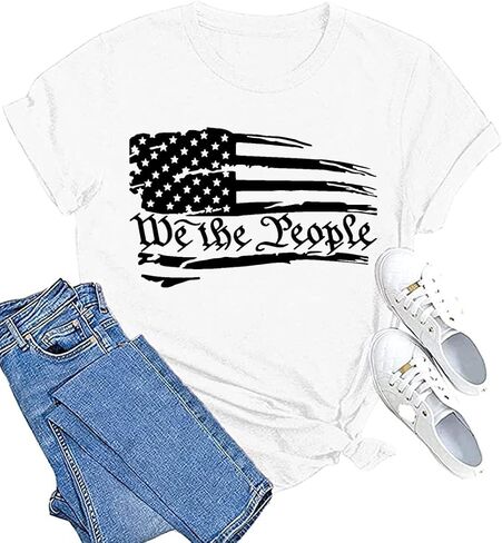 America Flag Shirts for Women We are People Graphic Patriotic Shirts 4th of July Freedom Memorial Summer Tops Tee in Saudi Arabia
