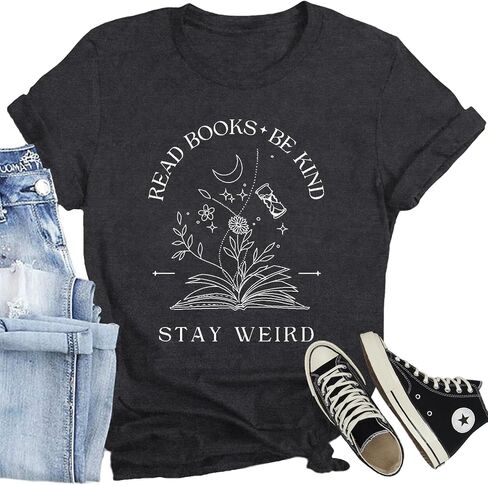 Book Lover Shirt for Women Read Books Be Kind Stay Weird T-Shirt Funny Teacher Shirt in Saudi Arabia