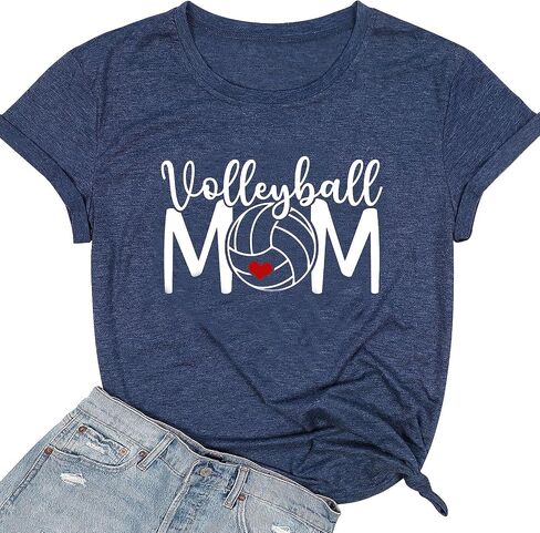 Volleyball Mom Shirts Womens Graphic Tees Game Day Shirts Funny Tshirts Cotton Loose Fit Casual Volleyball Gifts in Kuwait