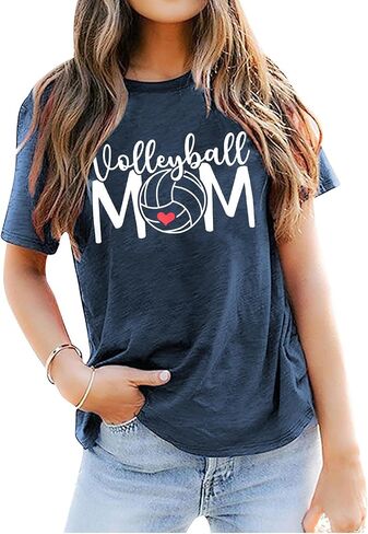 Volleyball Mom Shirts Womens Graphic Tees Game Day Shirts Funny Tshirts Cotton Loose Fit Casual Volleyball Gifts in Kuwait
