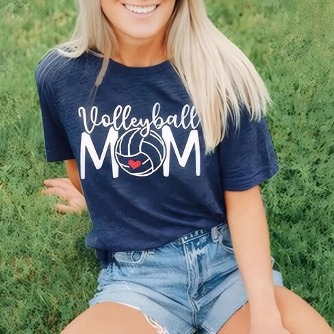 Volleyball Mom Shirts Womens Graphic Tees Game Day Shirts Funny Tshirts Cotton Loose Fit Casual Volleyball Gifts in Kuwait