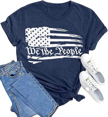 America Flag Shirts for Women We are People Graphic Patriotic Shirts 4th of July Freedom Memorial Summer Tops Tee in Saudi Arabia