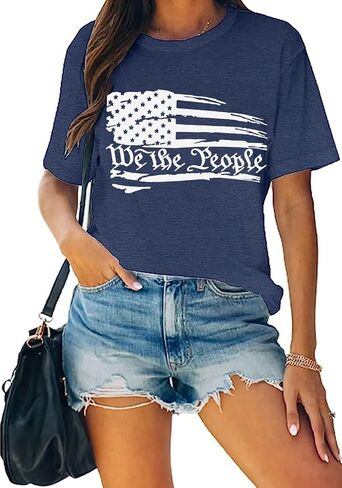 America Flag Shirts for Women We are People Graphic Patriotic Shirts 4th of July Freedom Memorial Summer Tops Tee in Saudi Arabia