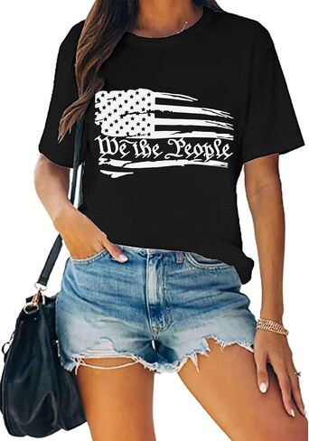 America Flag Shirts for Women We are People Graphic Patriotic Shirts 4th of July Freedom Memorial Summer Tops Tee in Saudi Arabia