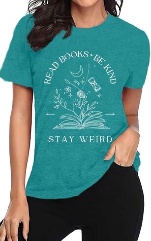 Book Lover Shirt for Women Read Books Be Kind Stay Weird T-Shirt Funny Teacher Shirt in Saudi Arabia