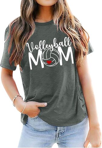 Volleyball Mom Shirts Womens Graphic Tees Game Day Shirts Funny Tshirts Cotton Loose Fit Casual Volleyball Gifts in Kuwait